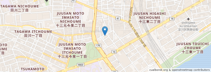 Mapa de ubicacion de 炭火焼肉 じゅじゅ庵 en Japon, Préfecture D'Osaka, 大阪市, 淀川区.