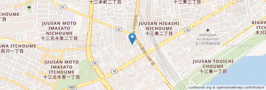 Mapa de ubicacion de 炭火焼鳥 とりだん en Japan, Osaka Prefecture, Osaka, Yodogawa Ward.
