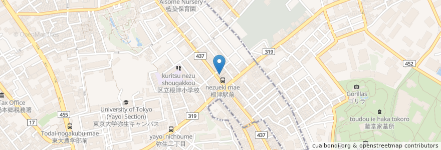 Mapa de ubicacion de 根津 みるくの豚 en Giappone, Tokyo, 文京区.