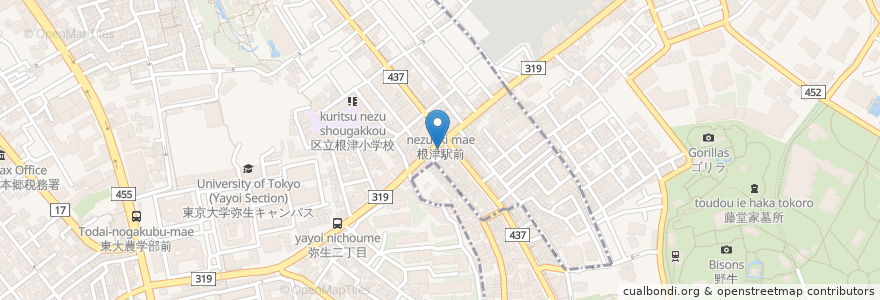 Mapa de ubicacion de とり多津 en Japão, Tóquio, 文京区.