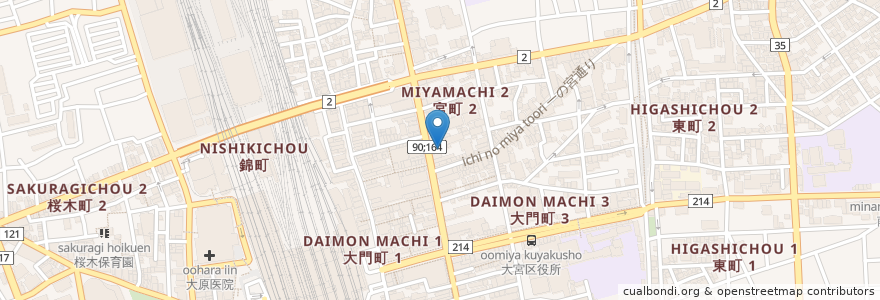 Mapa de ubicacion de しゃぶしゃぶ温野菜 en 日本, 埼玉县, 埼玉市, 大宮区.
