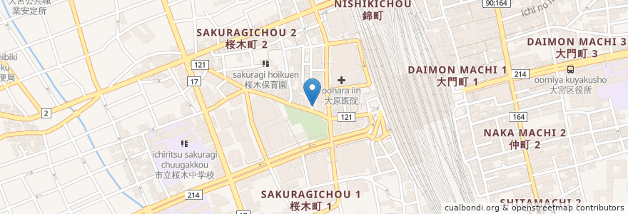 Mapa de ubicacion de 養老乃瀧 en 日本, 埼玉県, さいたま市, 大宮区.