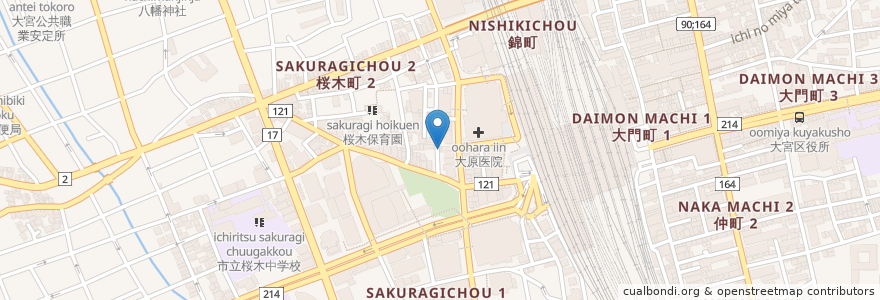 Mapa de ubicacion de 東京油組総本店大宮組 en Japão, 埼玉県, さいたま市, 大宮区.