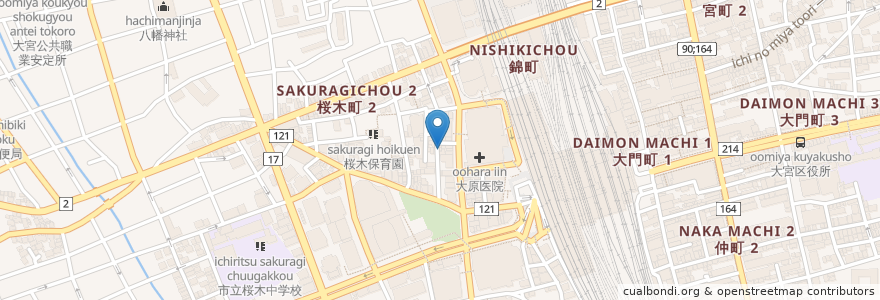 Mapa de ubicacion de 塩ホルモンぶーたん en Japonya, 埼玉県, さいたま市, 大宮区.