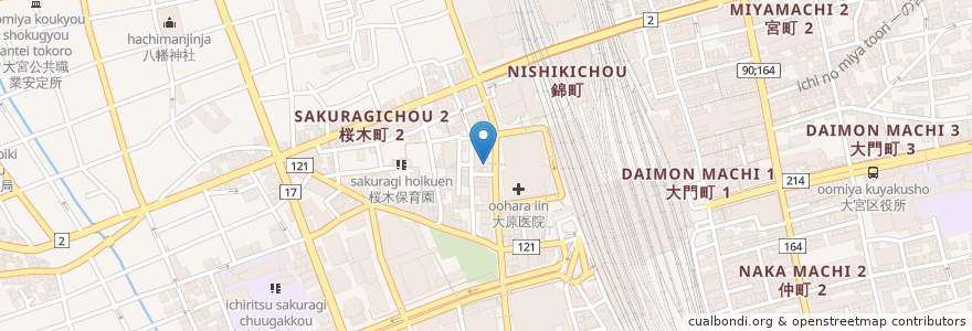 Mapa de ubicacion de 一番軒 en 日本, 埼玉県, さいたま市, 大宮区.
