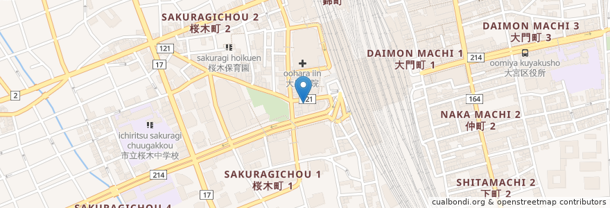 Mapa de ubicacion de トモズ大宮店 en Japão, 埼玉県, さいたま市, 大宮区.