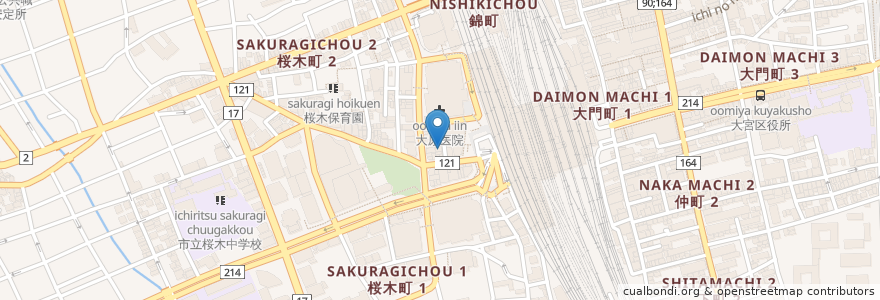 Mapa de ubicacion de もつ焼一代元 en 日本, 埼玉县, 埼玉市, 大宮区.