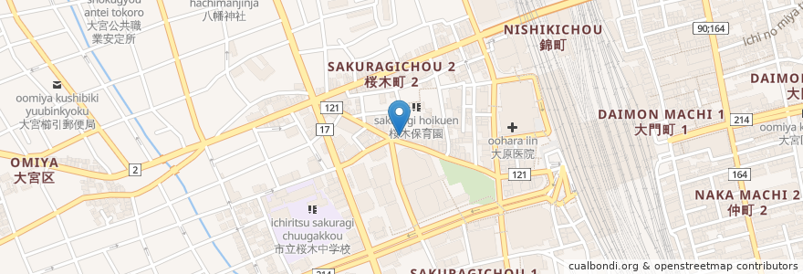 Mapa de ubicacion de とんかつ仁乃房 en Japonya, 埼玉県, さいたま市, 大宮区.