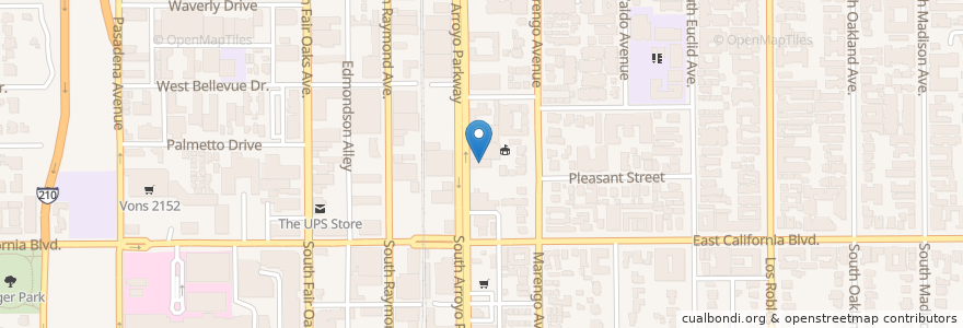 Mapa de ubicacion de Parkway Grill en United States, California, Los Angeles County, Pasadena.