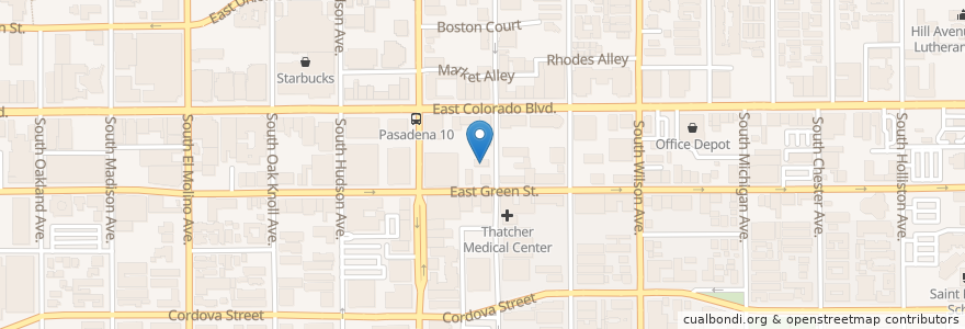 Mapa de ubicacion de Bistro 45 en Amerika Birleşik Devletleri, Kaliforniya, Los Angeles County, Pasadena.