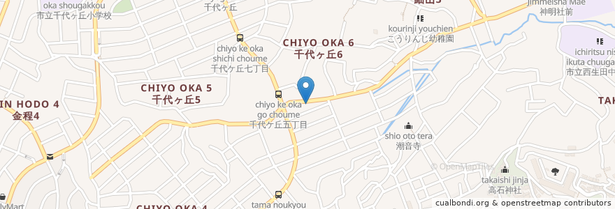 Mapa de ubicacion de 千代ヶ丘ゆりのホール en Japón, Prefectura De Kanagawa, Kawasaki, 麻生区.