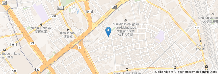 Mapa de ubicacion de 天神湯(廃業) en Japan, Tokio, 新宿区, 渋谷区.