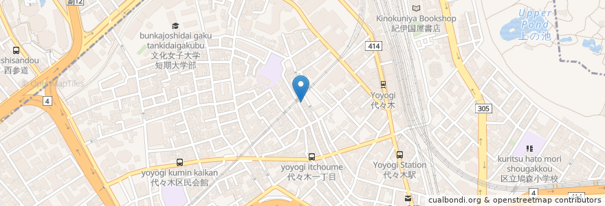 Mapa de ubicacion de 奥の湯(跡) en Japon, Tokyo, Shinjuku, 渋谷区.