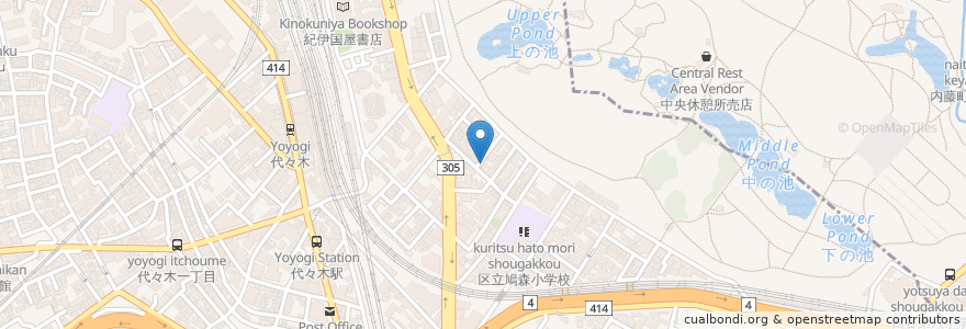 Mapa de ubicacion de 長生館湯(跡) en 日本, 东京都/東京都, 新宿区/新宿區, 渋谷区.