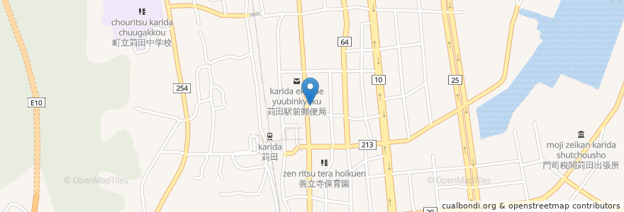 Mapa de ubicacion de ひびき信用金庫 en 日本, 福岡県, 京都郡, 苅田町.