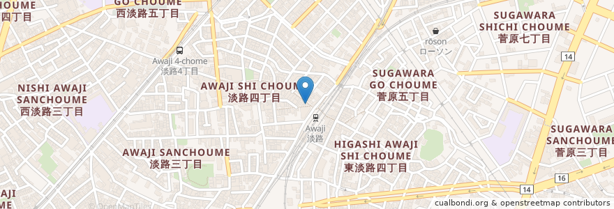 Mapa de ubicacion de ペガサス淡路薬局 en 일본, 오사카부, 오사카, 東淀川区.