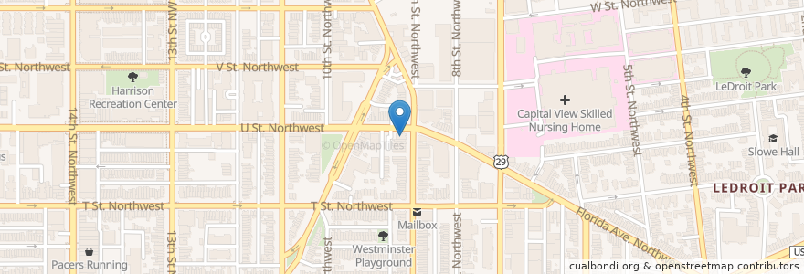 Mapa de ubicacion de Nellie's Restaurant & Sports Bar en United States, Washington, D.C., Washington.