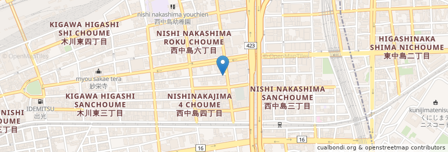 Mapa de ubicacion de １ポンドのステーキ ハンバーグ タケル 西中島店 en Япония, Осака, 大阪市, 淀川区.