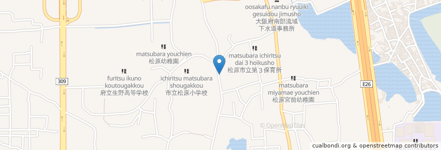 Mapa de ubicacion de 炭火焼鳥 鳥峰 en Japan, Osaka Prefecture, Matsubara.