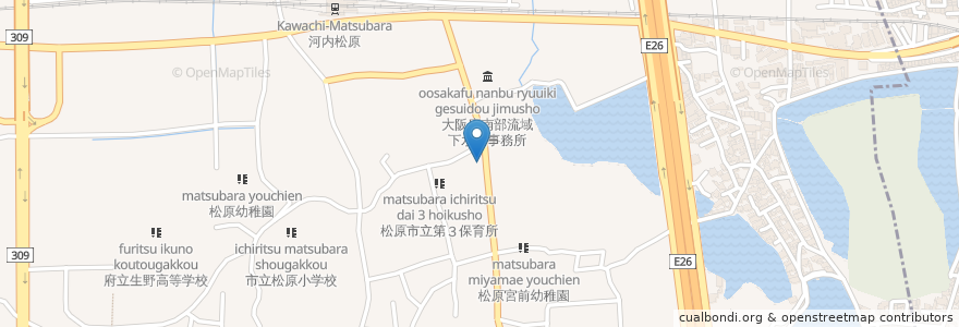 Mapa de ubicacion de 魚太寿司 en 日本, 大阪府, 松原市.