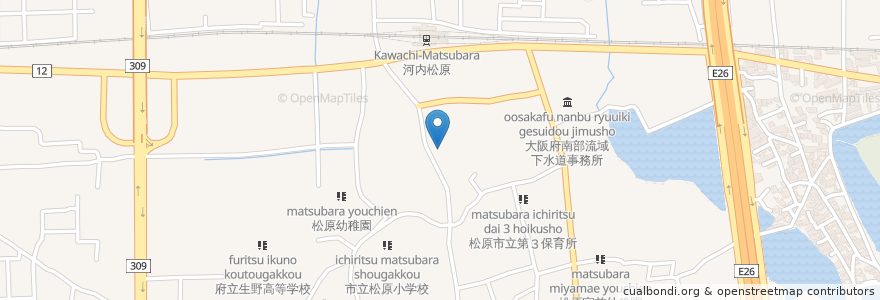Mapa de ubicacion de ココカラファイン en 日本, 大阪府, 松原市.