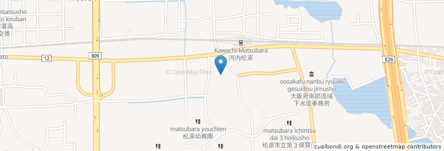 Mapa de ubicacion de 西本内科医院 en 日本, 大阪府, 松原市.