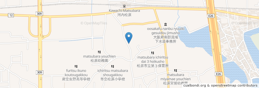 Mapa de ubicacion de JA大阪中河内 松原支店 en ژاپن, 大阪府, 松原市.