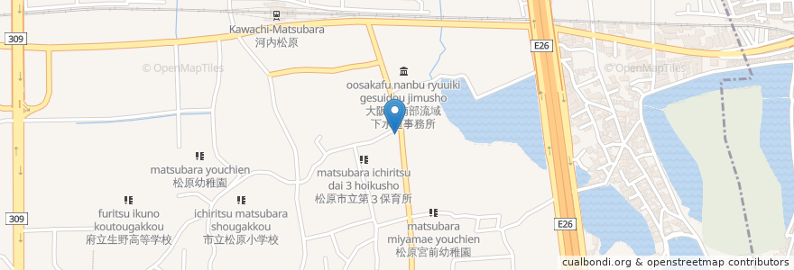 Mapa de ubicacion de 小さな屋台 ぶっち en Япония, Осака, 松原市.