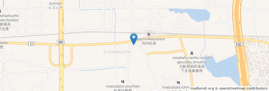 Mapa de ubicacion de 立ち飲み 北川酒店 en Japão, 大阪府, 松原市.