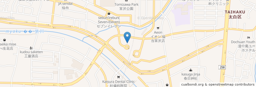 Mapa de ubicacion de アイビー薬局富沢店 en Japonya, 宮城県, 仙台市, 太白区.