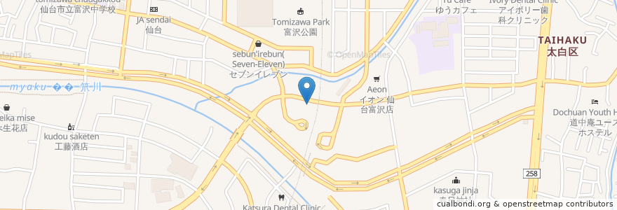 Mapa de ubicacion de なのはな歯科 en Japan, Miyagi Prefecture, Sendai, Taihaku Ward.