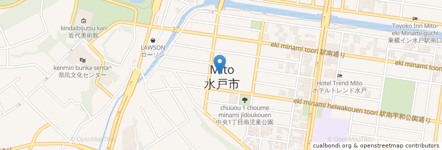 Mapa de ubicacion de 常陽銀行 en ژاپن, 茨城県, 水戸市.