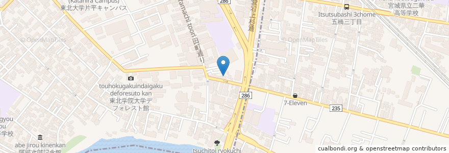 Mapa de ubicacion de ピージェイズ ラソイ en Japão, 宮城県, 仙台市, 青葉区.