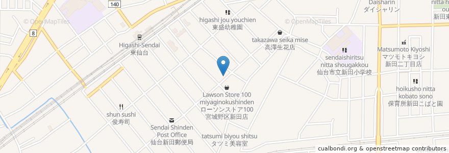 Mapa de ubicacion de Sandaime Taketsuru en Japan, Miyagi Prefecture, Sendai, Miyagino Ward.