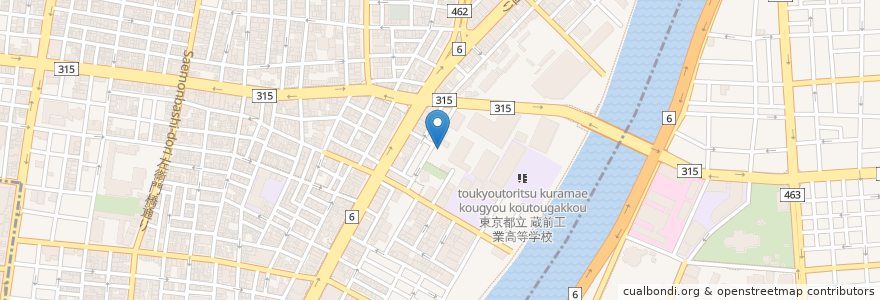 Mapa de ubicacion de くらまえ橋郵便局 en Japón, Tokio, Taito.