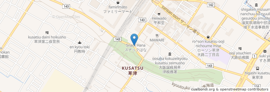 Mapa de ubicacion de フロルフロル草津ＤＥ愛ひろば店 タピオカ en Japonya, 滋賀県, 草津市.
