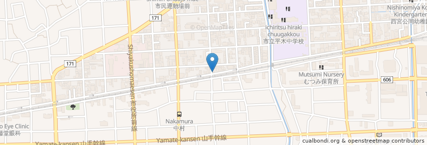 Mapa de ubicacion de 喫茶 ベア en 일본, 효고현, 니시노미야시.