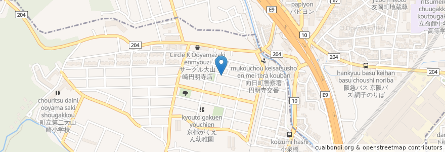 Mapa de ubicacion de 渡辺歯科医院 en Japão, 京都府, 乙訓郡, 長岡京市, 大山崎町.