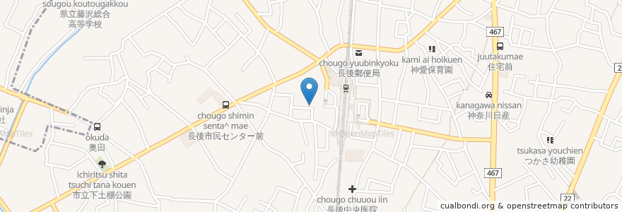 Mapa de ubicacion de 長後耳鼻咽喉科 en Japan, 神奈川県, 藤沢市.