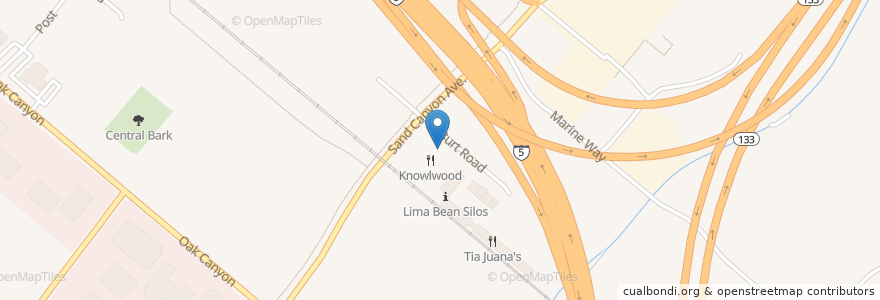 Mapa de ubicacion de Denny's en United States, California, Orange County, Irvine.