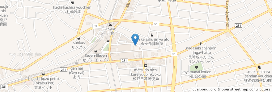 Mapa de ubicacion de はつかり en Japon, Préfecture De Chiba, 松戸市.