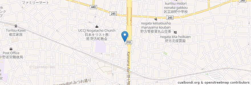 Mapa de ubicacion de 朝日湯(跡) en اليابان, 東京都, 中野区.