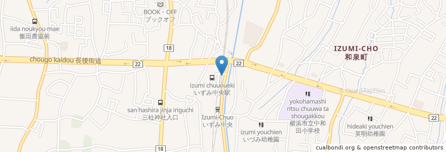 Mapa de ubicacion de Tacy サイクルパーク en 日本, 神奈川県, 横浜市, 泉区.