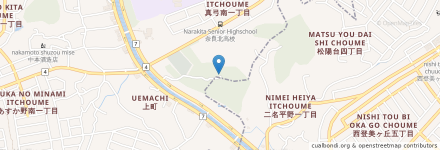 Mapa de ubicacion de 天忍穂耳神社 en Japonya, 奈良県, 奈良市.