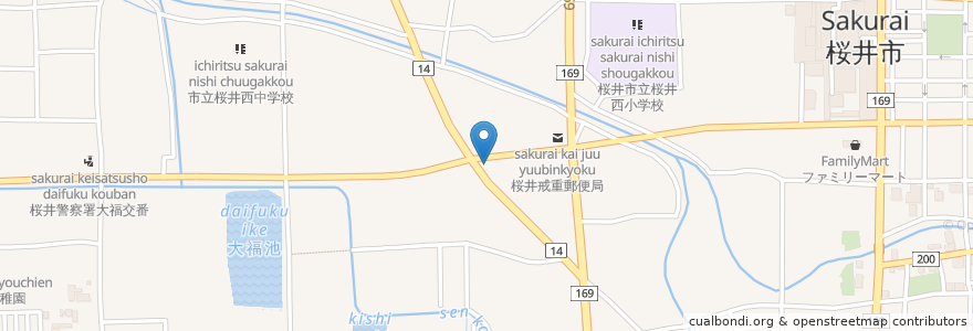 Mapa de ubicacion de 海ぼうず en Japonya, 奈良県, 桜井市.