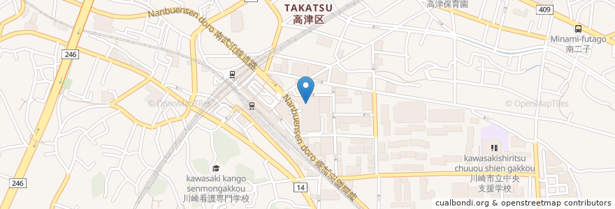 Mapa de ubicacion de 川崎市高津市民館 en 日本, 神奈川県, 川崎市, 高津区.