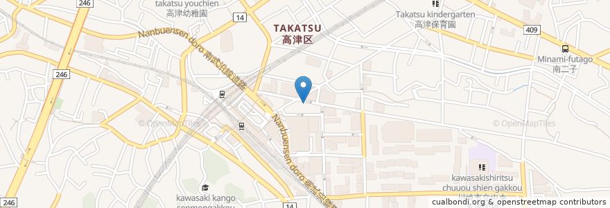 Mapa de ubicacion de 土間土間 en 일본, 가나가와현, 川崎市, 高津区.