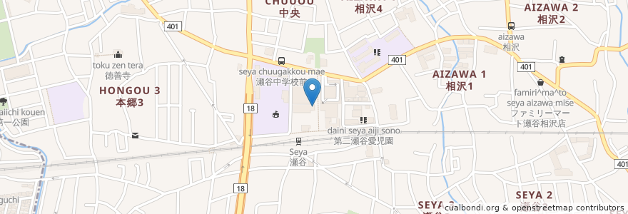 Mapa de ubicacion de 瀬谷中央接骨院 en Japan, Kanagawa Prefecture, Yokohama, Seya Ward.