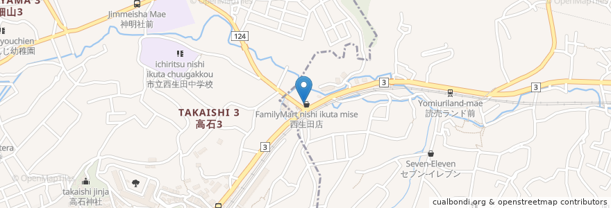 Mapa de ubicacion de Amazon Hub ロッカー - あまなっとう en 日本, 神奈川県, 川崎市, 麻生区, 多摩区.