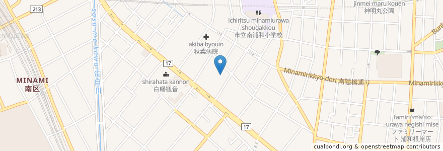 Mapa de ubicacion de Amazon Hub Locker en Japan, Saitama Prefecture, Saitama, Minami Ward.